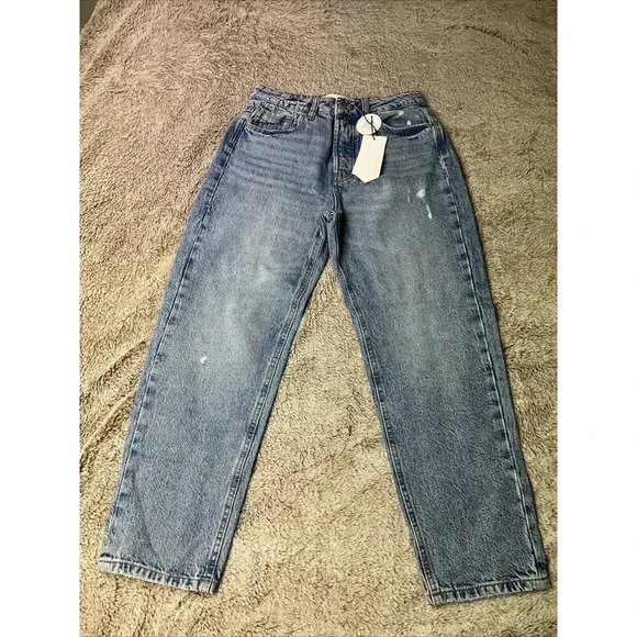 Stradivarius Mom Petite Jeans High Rise Button Fly Vintage Women's US 6 New - Picture 2 of 16